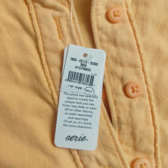 NWT Aerie Womens XXS Peach LongSleeve Collared Pocket Pullover Sweatshirt Cotton - Picture 12 of 16